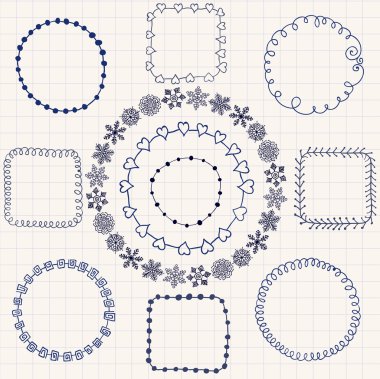 Handsketched Doodle kare. Tasarım öğeleri