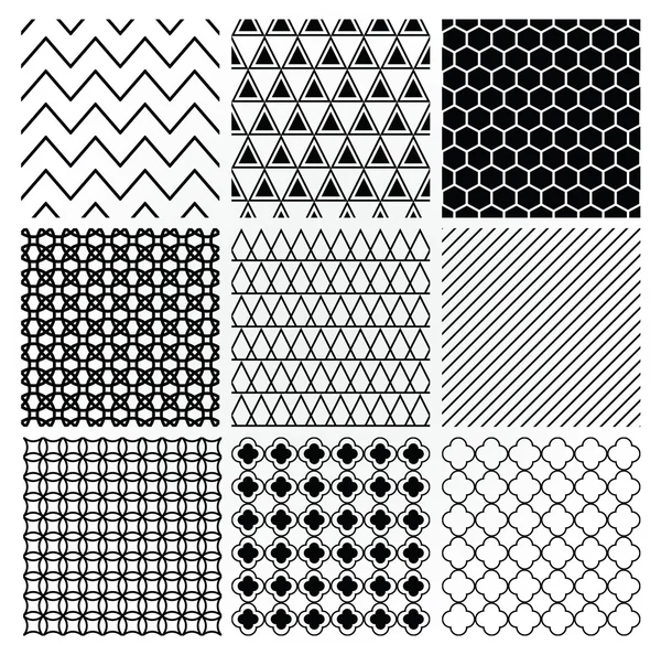 Patrones de fondo geométricos monocromáticos sin costura — Archivo Imágenes Vectoriales