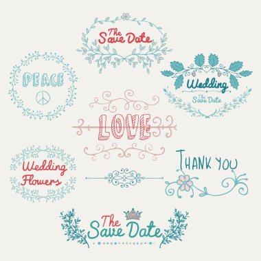 kabataslak romantik renkli vektör tasarım öğeleri. 