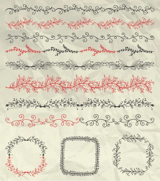 Fronteras sin costura, marcos, divisores en papel arrugado — Vector de stock