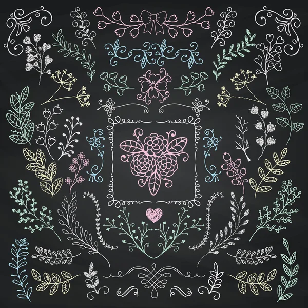 Tablero Menú Dibujado a Mano Rústico Floral Doodle Branches — Archivo Imágenes Vectoriales