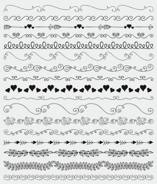 Vector Black Hand Sketched Seamless Borders, Branches clipart