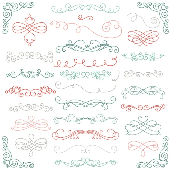 Vector Colorful Doodle Hand Drawn Swirls Collection — Stock Vector