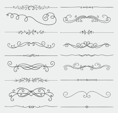 Vektör siyah Doodle elle çizilmiş Swirls toplama
