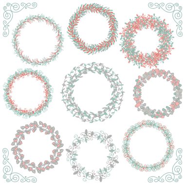 Renkli el rustik çerçeveler, kenarlıklar, köşeleri kabataslak