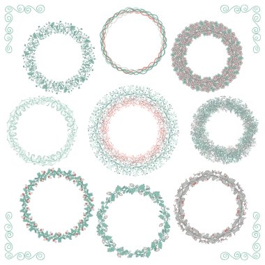 Renkli el rustik çerçeveler, kenarlıklar, köşeleri kabataslak