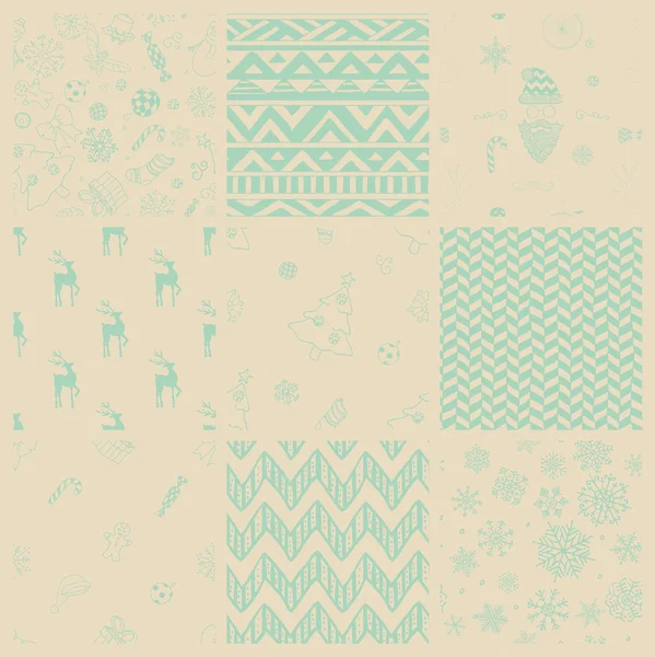 Vector Christmas subtiele Doodles naadloze achtergrond Set — Stockvector