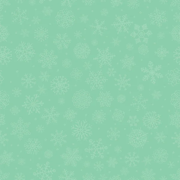 녹색 미묘한 겨울 눈 조각 낙서 원활한 배경 — 스톡 벡터