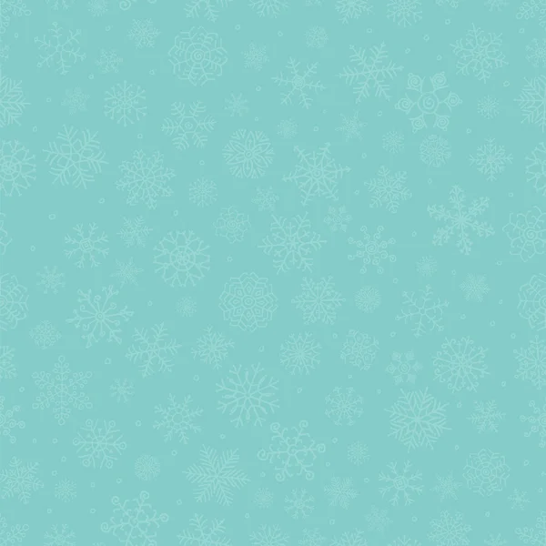 Bleu subtil hiver flocons de neige Doodle fond sans couture — Image vectorielle