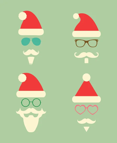 Santa Claus Silueta de Moda Hipster Style Iconos — Vector de stock