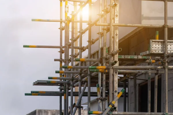 Abrazadera Piezas Tubería Andamio Una Parte Importante Resistencia Del Edificio —  Fotos de Stock