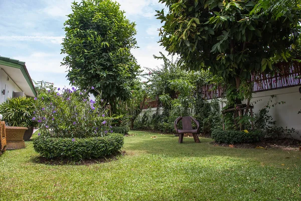 小さな庭 装飾庭園 造園の美しいコーナー — ストック写真