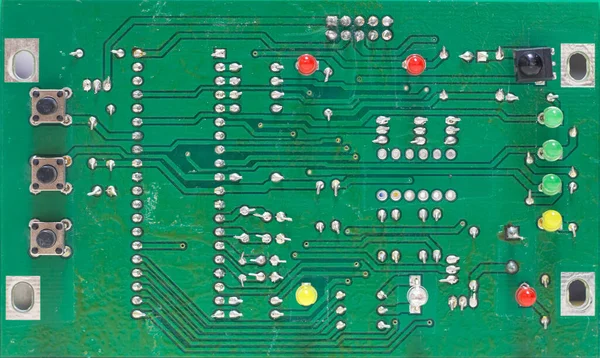 Gros Plan Sur Alimentation Carte Électronique Image Floue Tonique Concentrer — Photo