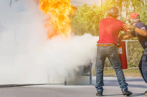 Firefighter Training Instructor Training How Use Fire Extinguisher Fighting Fir — Stock Photo, Image