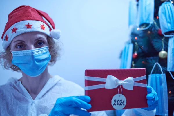 Firande Jul Och Nyårsafton Karantän Covid Coronavirus Pandemi — Stockfoto