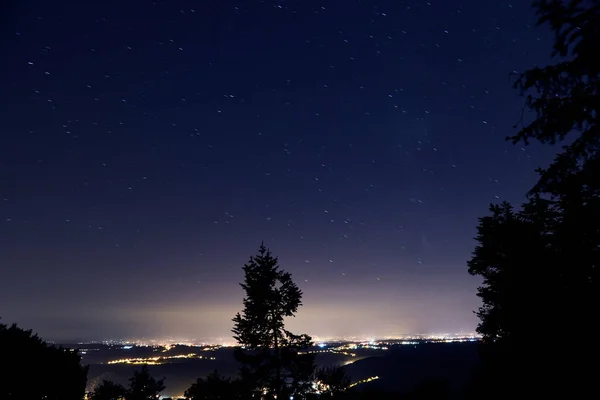 Sterne Der Milchstraße Und Sternenhimmel Mit Langzeitbelichtung Fotografiert — Stockfoto