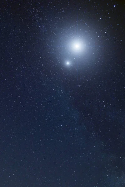 Estrellas Vía Láctea Cielos Estrellados Fotografiados Con Larga Exposición —  Fotos de Stock