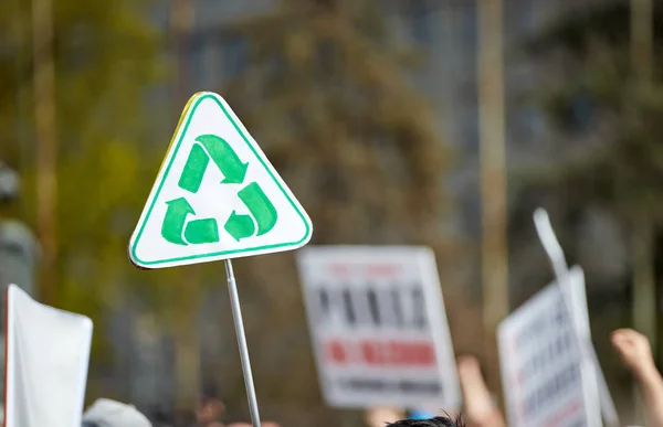 Demonstranten Met Borden Borden Straat — Stockfoto