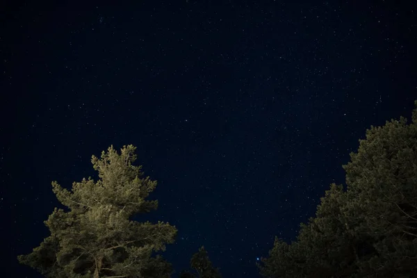 银河之星和星空拍下的照片 长期暴露在遥远的郊区黑暗中 — 图库照片