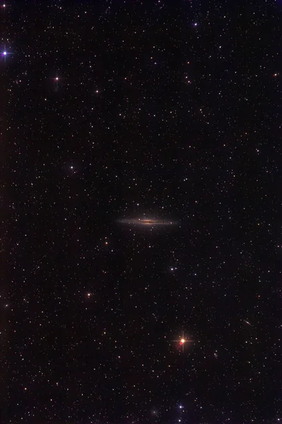 Ngc 891星系 通过望远镜长期曝光 — 图库照片
