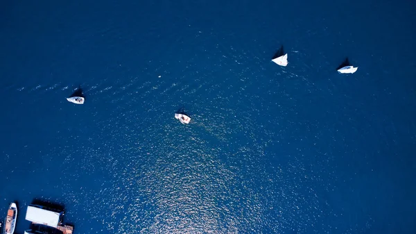 Drone View River Boats Summertime — Stock Photo, Image