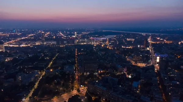 Vue Nocturne Par Drone Belgrade Serbie — Photo