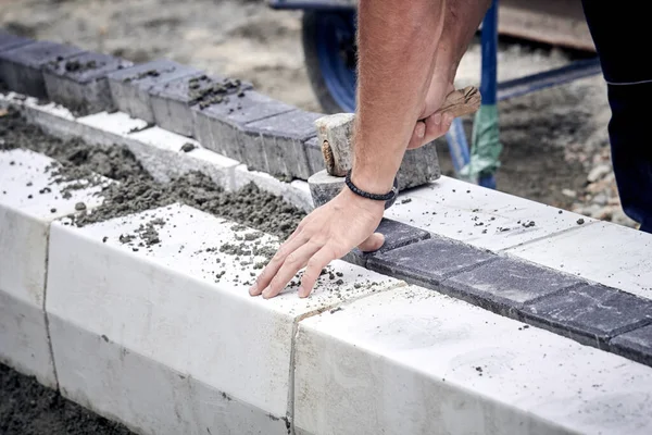 Trabajadores Construcción Una Reconstrucción Carreteras Públicas — Foto de Stock