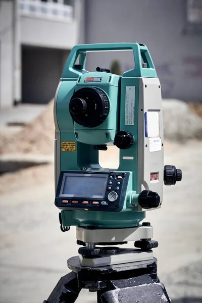 Theodolite Instrument Measuring Land Angles Construction — Stock Photo, Image