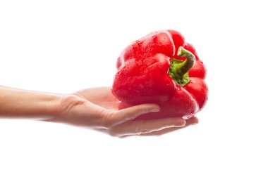 Beyaz arka plan üzerinde el biber