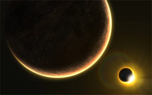 Solar eclipse in space — Stock Photo, Image