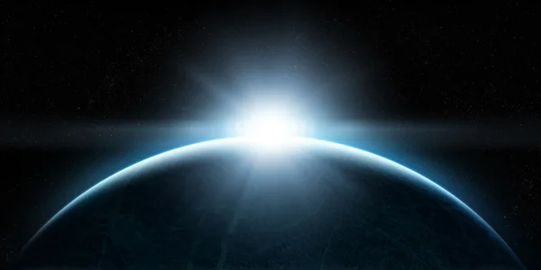 Восходящее солнце в космосе — стоковое фото