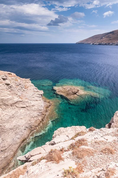 Vista costera de la isla de Andros — Foto de Stock