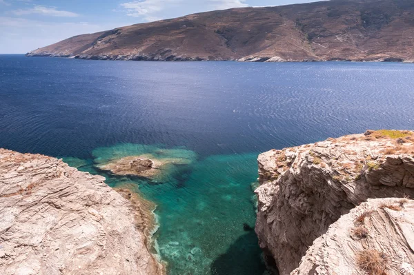 Vista costiera sull'isola di Andros — Foto Stock