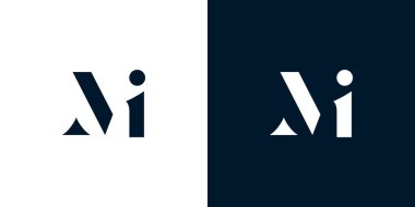 Soyut harf MI logosu. Bu logo, yaratıcı bir şekilde soyut yazı karakterine sahip. Hangi şirket ya da markanın başlattığı bu başlangıç noktası için uygun olacaktır.