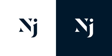 NJ harfinin soyut logosu. Bu logo, yaratıcı bir şekilde soyut yazı karakterine sahip. Hangi şirket veya markanın başlaması uygun olacaktır.