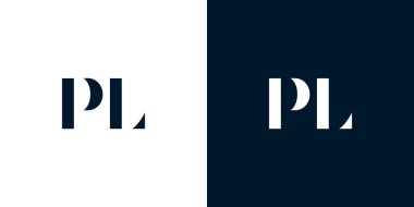 Soyut harf PL logosu. Bu logo, yaratıcı bir şekilde soyut yazı karakterine sahip. Hangi şirket ya da markanın başlattığı bu başlangıç noktası için uygun olacaktır..