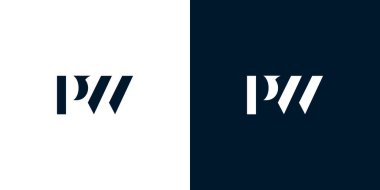 Soyut harf PW logosu. Bu logo, yaratıcı bir şekilde soyut yazı karakterine sahip. Hangi şirket ya da markanın başlattığı bu başlangıç noktası için uygun olacaktır..