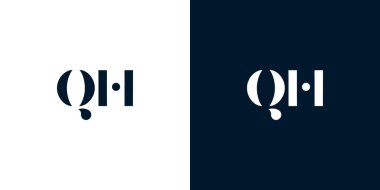Soyut harf QH logosu. Bu logo, yaratıcı bir şekilde soyut yazı karakterine sahip. Hangi şirket ya da markanın başlattığı bu başlangıç noktası için uygun olacaktır..