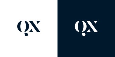 Soyut harf QX logosu. Bu logo, yaratıcı bir şekilde soyut yazı karakterine sahip. Hangi şirket ya da markanın başlattığı bu başlangıç noktası için uygun olacaktır..