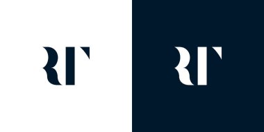 Soyut harf RT logosu. Bu logo, yaratıcı bir şekilde soyut yazı karakterine sahip. Hangi şirket ya da markanın başlattığı bu başlangıç noktası için uygun olacaktır..