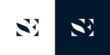 Soyut SE harfi logosu. Bu logo, yaratıcı bir şekilde soyut yazı karakterine sahip. Hangi şirket ya da markanın başlattığı bu başlangıç noktası için uygun olacaktır..
