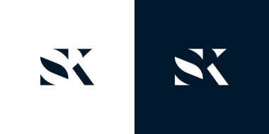Soyut harf SK logosu. Bu logo, yaratıcı bir şekilde soyut yazı karakterine sahip. Hangi şirket ya da markanın başlattığı bu başlangıç noktası için uygun olacaktır..