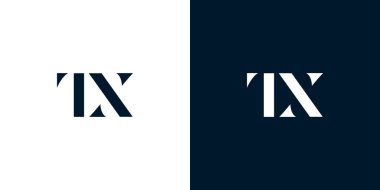 Soyut harf TX logosu. Bu logo, yaratıcı bir şekilde soyut yazı karakterine sahip. Hangi şirket veya markanın başlaması uygun olacaktır.