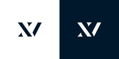 Soyut harf XV logosu. Bu logo, yaratıcı bir şekilde soyut yazı karakterine sahip. Hangi şirket ya da markanın başlattığı bu başlangıç noktası için uygun olacaktır..