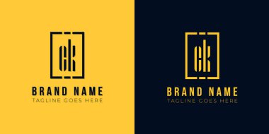 Minimalist soyut CK harfi logosu. Bu simge iki soyut harf ve yaratıcı şekilde dikdörtgen ile birleştirilir. Bu başlangıç için hangi şirket veya markanın adı uygun olacaktır.