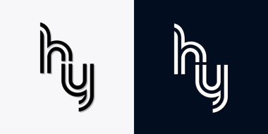 Modern Soyut HY harfli logo. Bu simge, iki soyut yazı karakterini yaratıcı bir şekilde birleştirir. Hangi şirket ya da markanın bu baştaki başlattığı için uygun olacaktır.