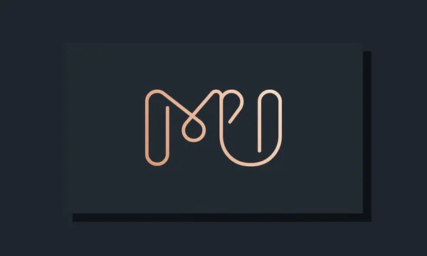 最小剪辑初始字母Mu标志 这种标识灵感来自于剪贴画字体 它将适用于那些公司或品牌的首字母首字母缩写 — 图库矢量图片
