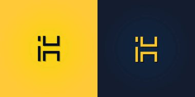 Minimalist Soyut Baş harf IH logosu. Bu logo yaratıcı bir şekilde soyut harflerle birleştirilir. Hangi şirket ya da markanın bu ilk adımı attığı için uygun olacaktır..