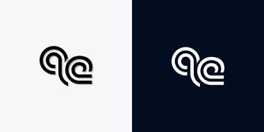 Modern Soyut Baş harf QE logosu. Bu simge, iki soyut yazı karakterini yaratıcı bir şekilde birleştirir. Hangi şirket ya da markanın bu baştaki başlattığı için uygun olacaktır.