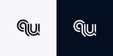 Modern Soyut Baş harf QU logosu. Bu simge, iki soyut yazı karakterini yaratıcı bir şekilde birleştirir. Hangi şirket ya da markanın bu baştaki başlattığı için uygun olacaktır.